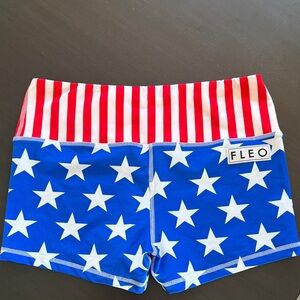 Fleo Red White and Blue Star-Striped Athletic Booty Shorts